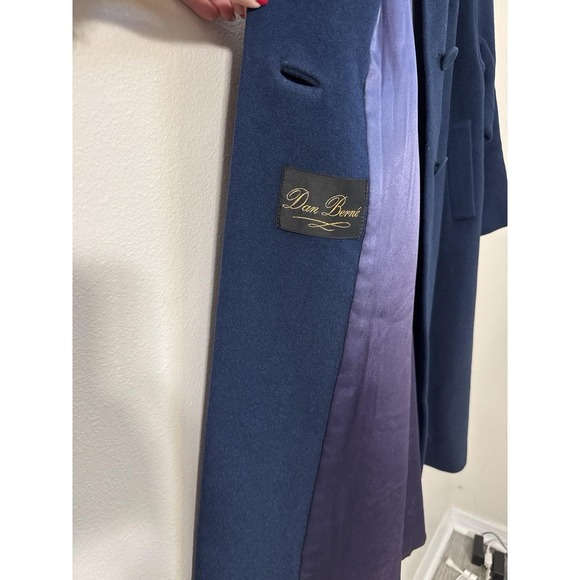 VTG 1950s 1960s Dan Berné Wool Swing Coat Faux Mink Fur Collar Blue Union USA - Picture 5 of 11